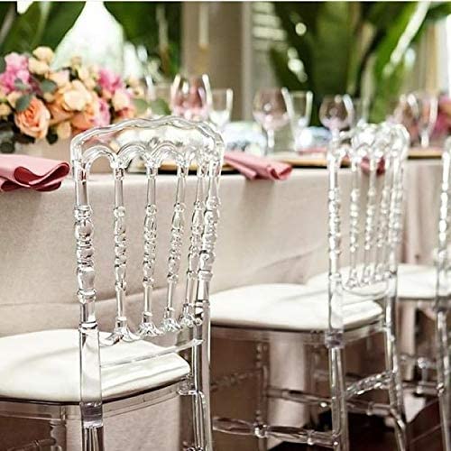 Acrylic Chiavari Crystal Stacking Napoleon Chair with Detachable Cushion, Transparent, Pack of 4 | Malabar Nest