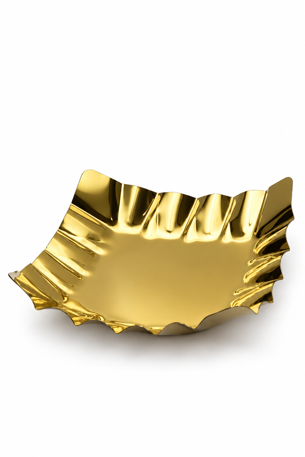 Decorative gold finish square serving plate with textured edges | Malabar Nest
