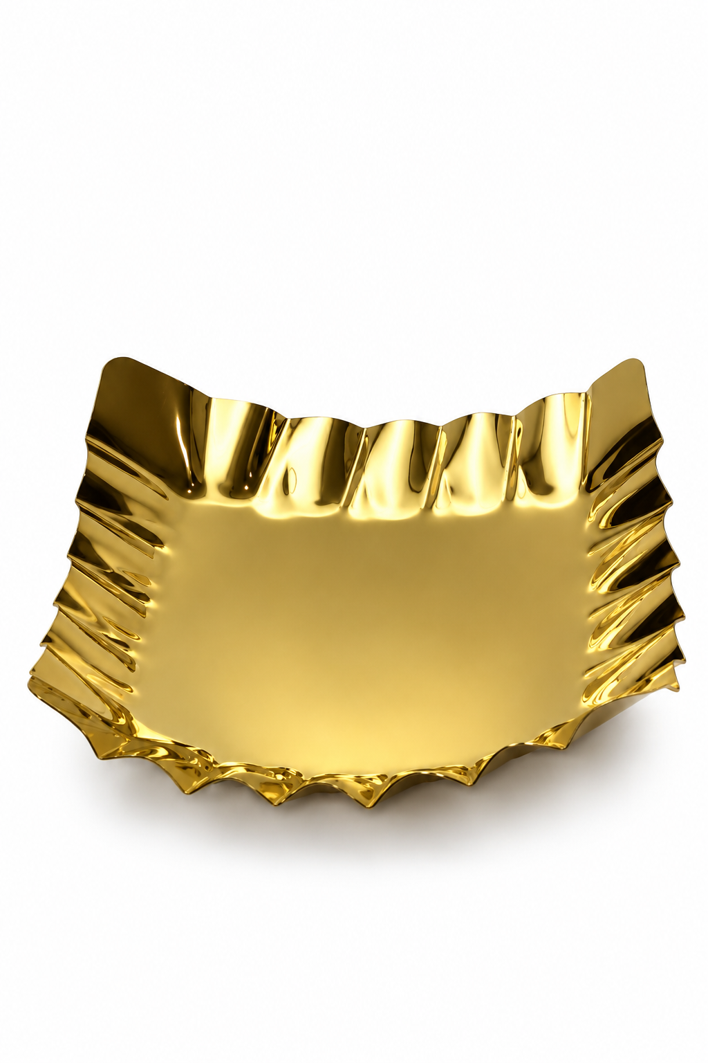 Gold Finish SQR Salad Platter 11 & 13 Inch Decorative Serving Plate | Malabar Nest