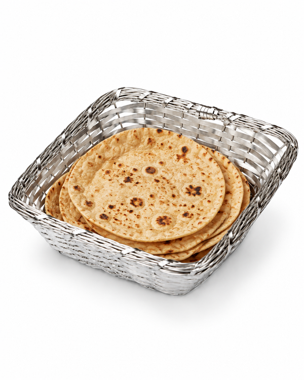 Aluminium Rotti Basket Square 8.5 Inch | Chapati & Roti Serving Basket | MTC0705 | Malabar Nest