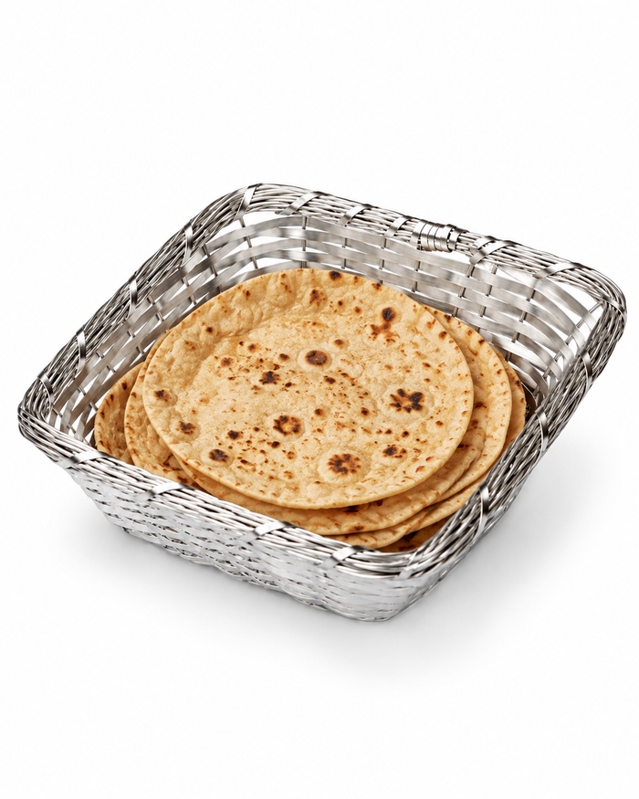 Aluminium Rotti Basket Square 8.5 Inch | Chapati & Roti Serving Basket | MTC0705 | Malabar Nest