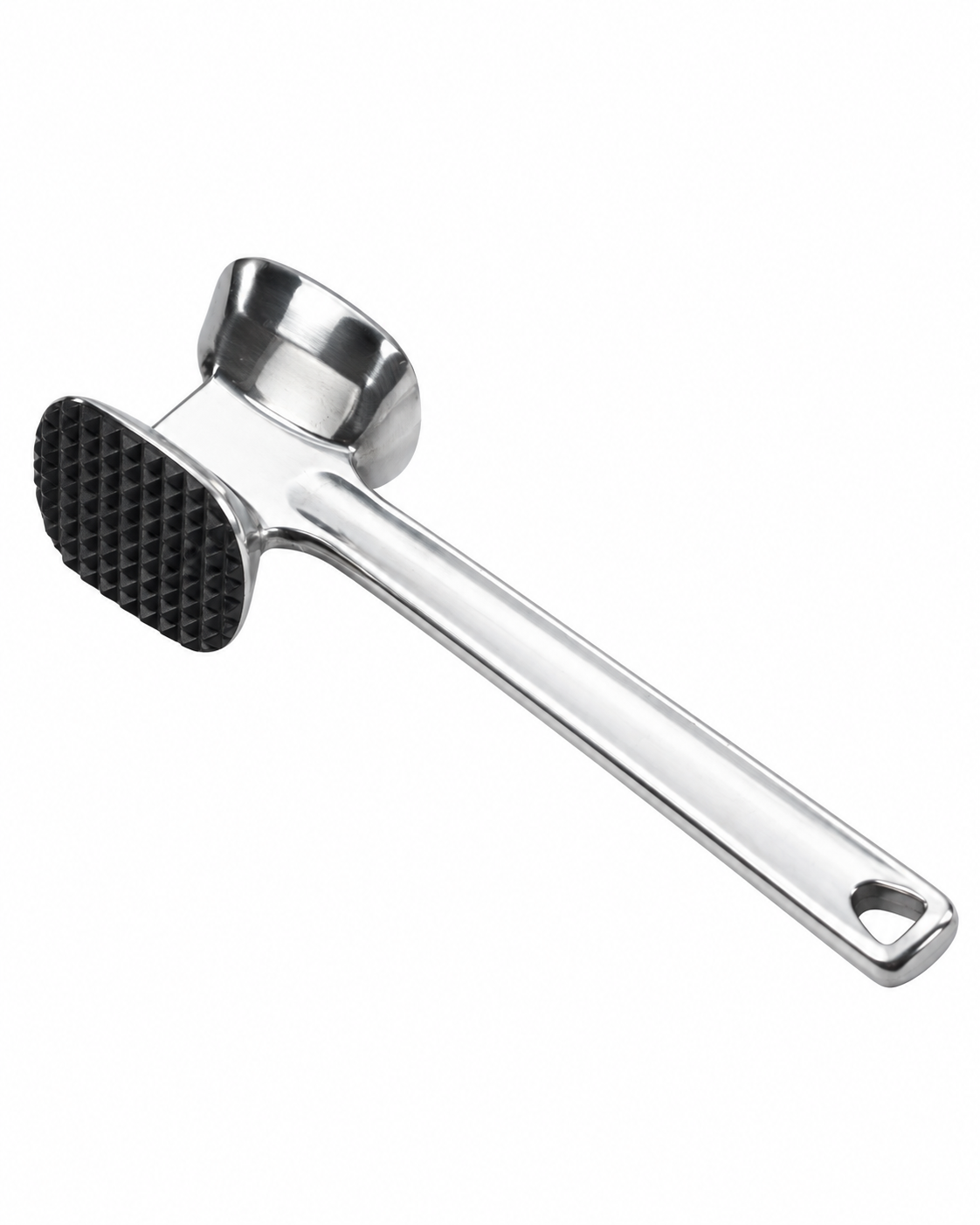 Stainless steel double-sided meat tenderizer hammer with textured and flat pounding surfaces – Malabar Nest