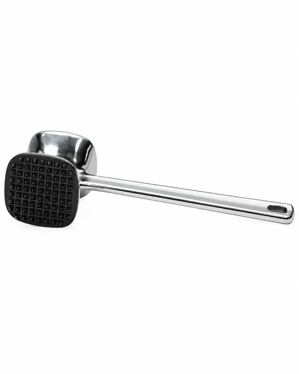 Stainless steel double-sided meat tenderizer hammer with textured and flat pounding surfaces – Malabar Nest