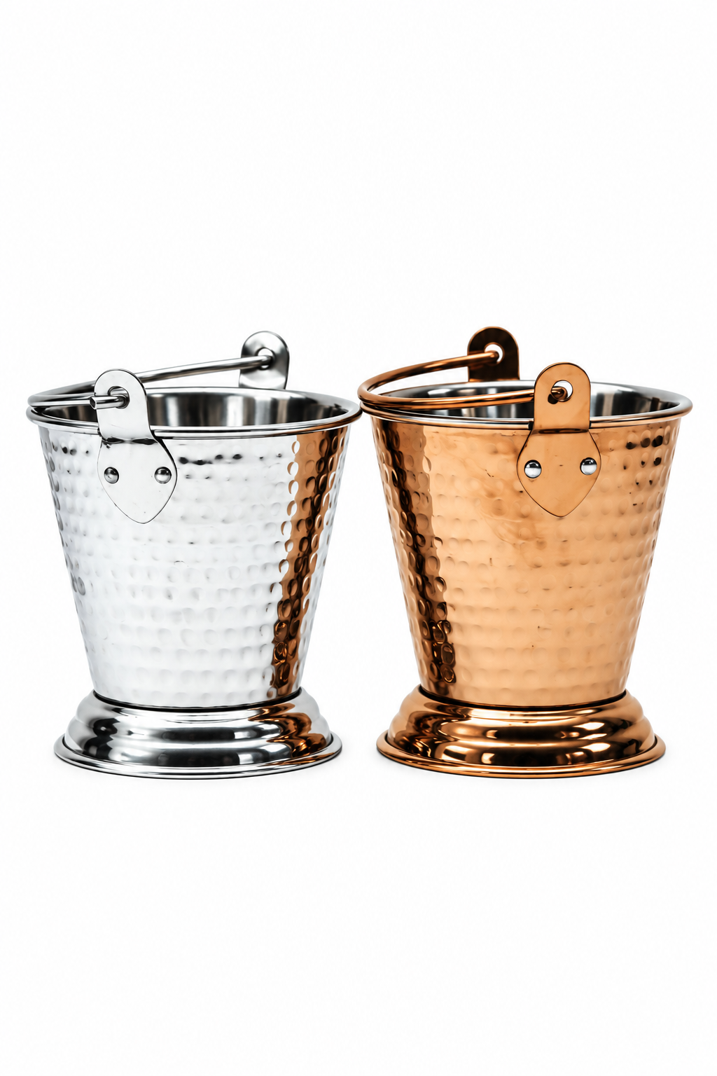 Stainless Steel Hammered Serving Bucket – Silver,Rose Gold | Malabar Nest