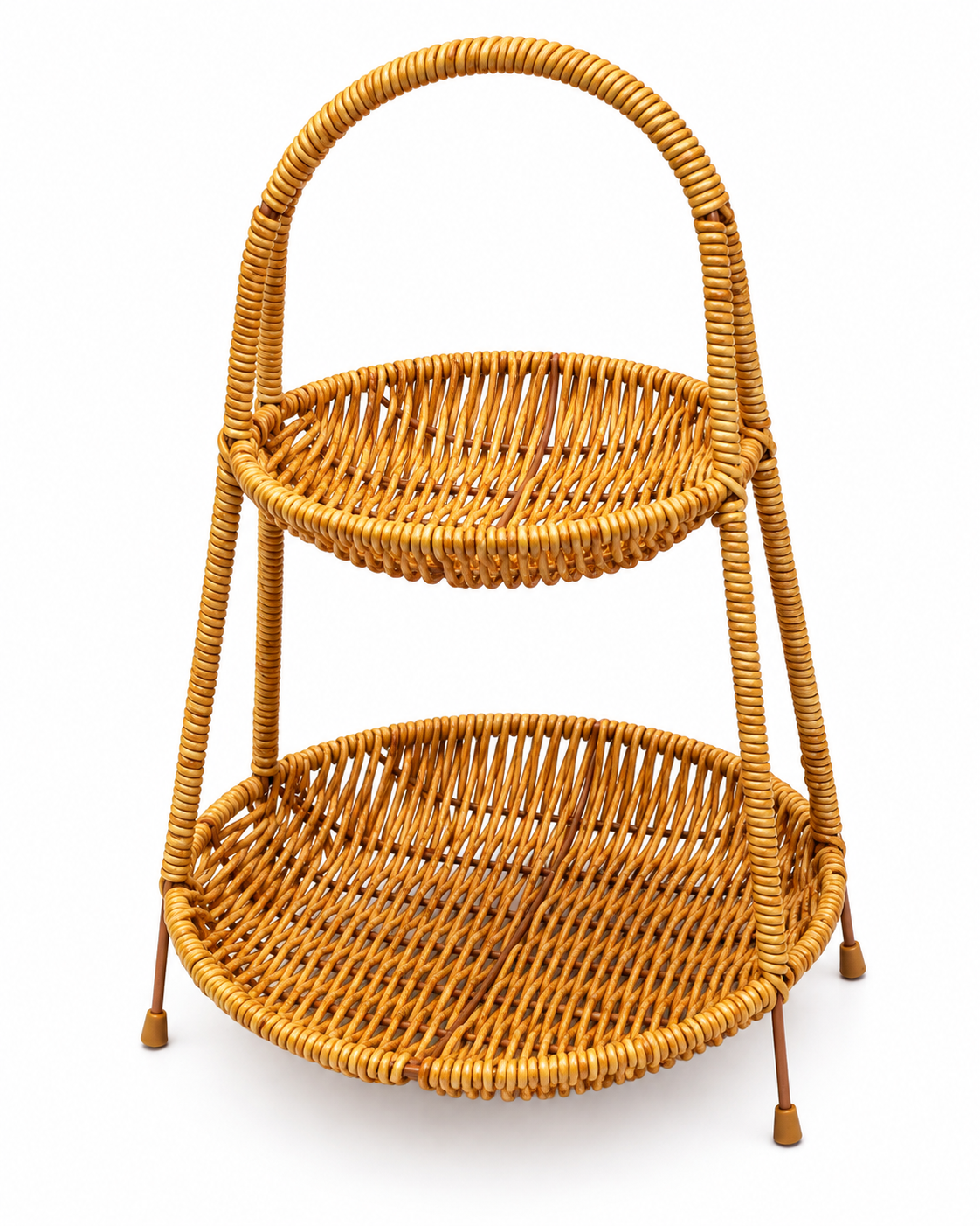 Rattan 2 step fruit basket 22×33 CM for two-tier fruit display