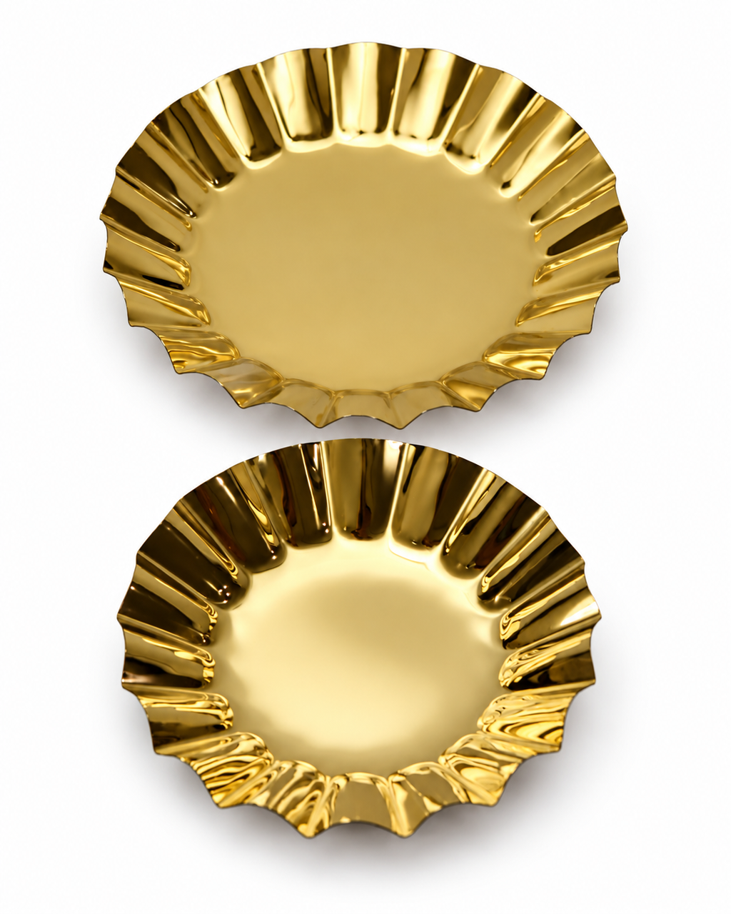 Gold Finish Round Salad Platter 11 & 13 Inch Decorative Serving Plate | Malabar Nest