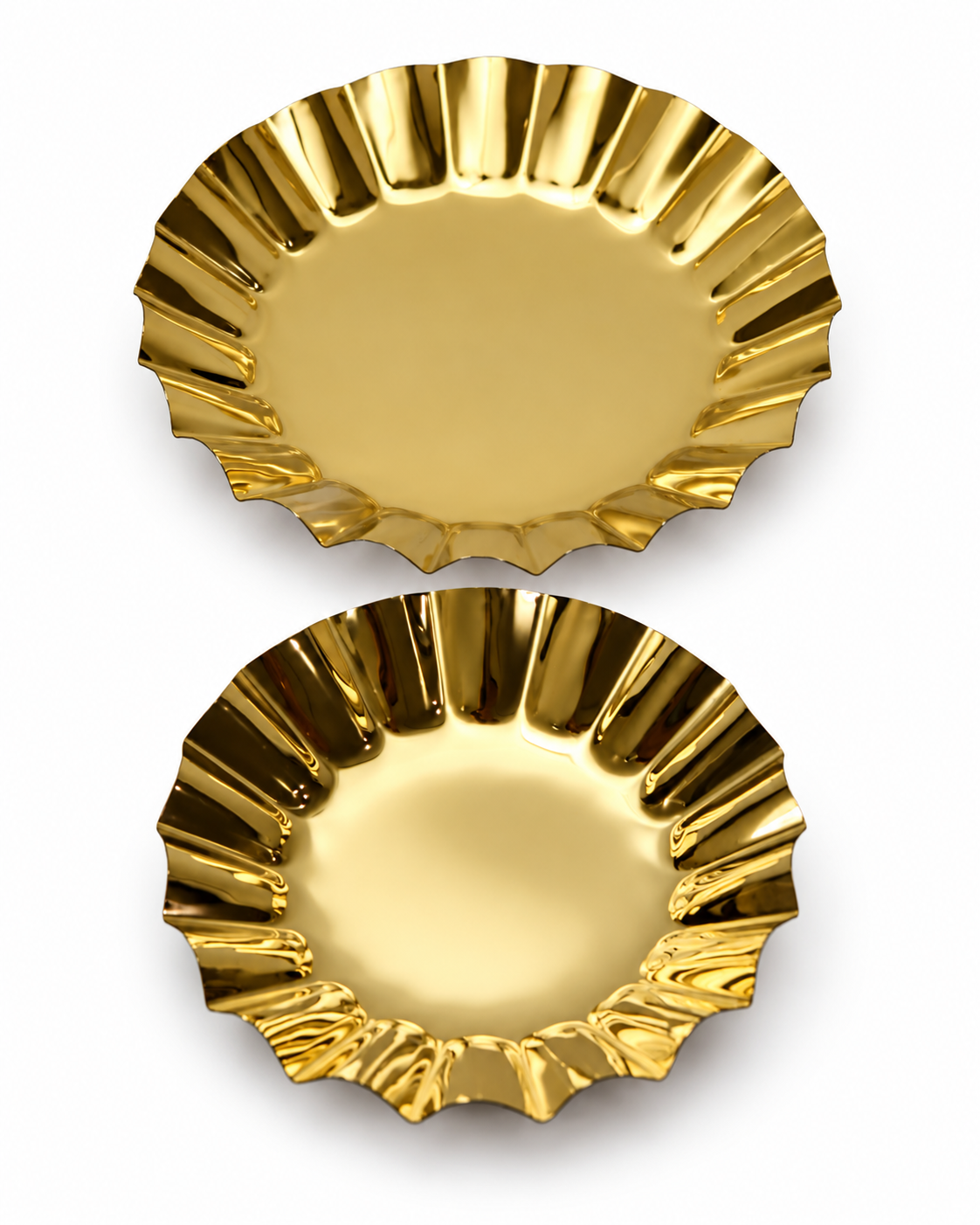 Gold Finish Round Salad Platter 11 & 13 Inch Decorative Serving Plate | Malabar Nest