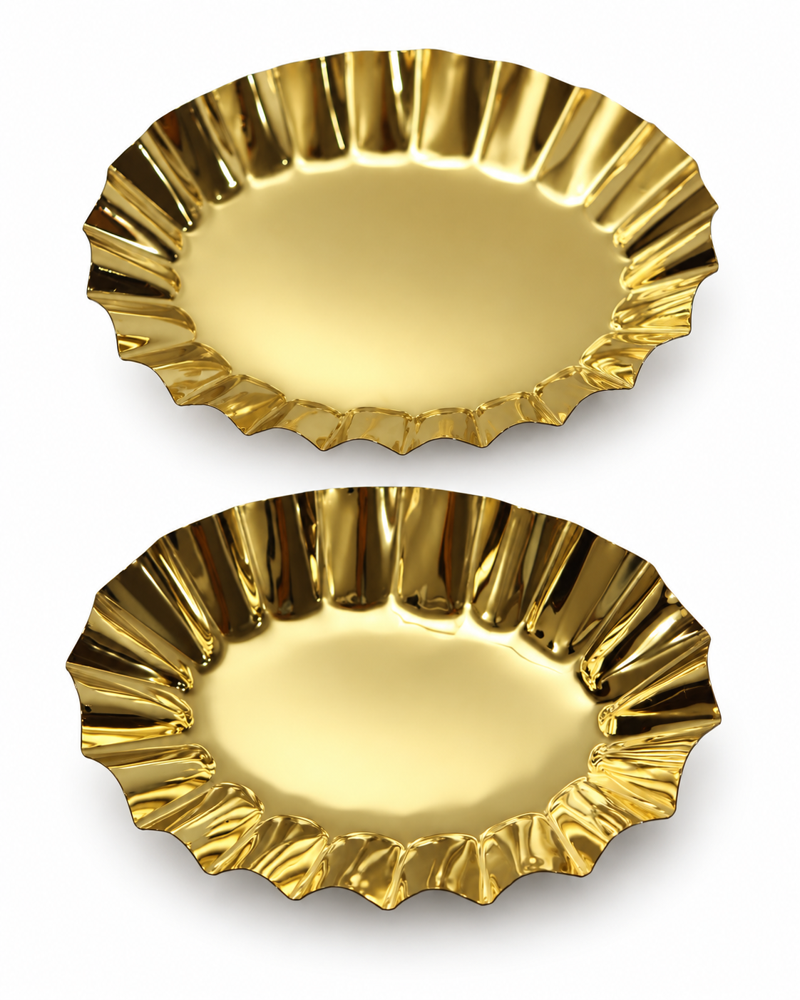 Gold Finish OVL Salad Platter 12 & 14 Inch Decorative Serving Plate | Malabar Nest