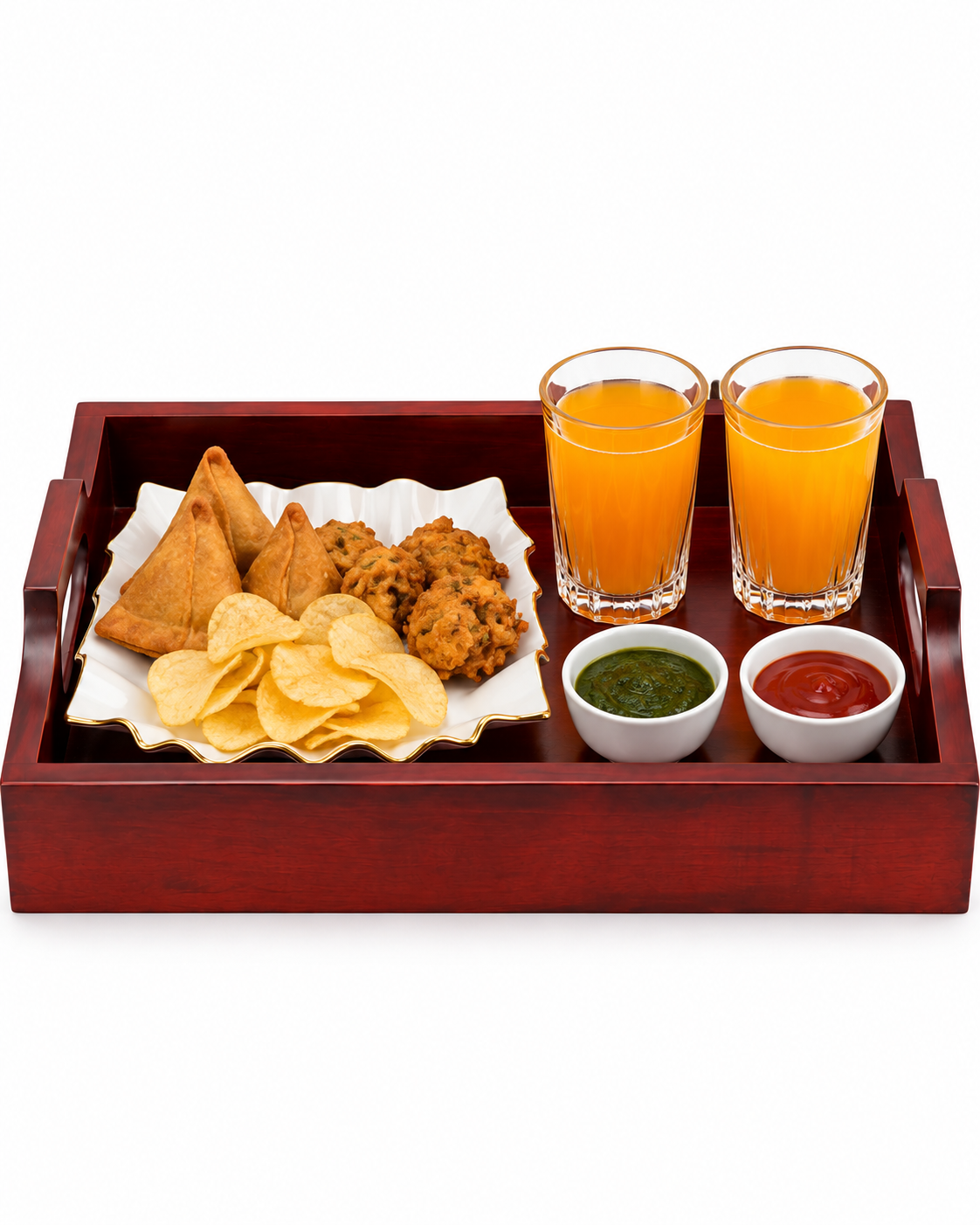 Wooden Serving Tray with Handles 12 × 10 Inch | Serving Tray | Malabar Nest