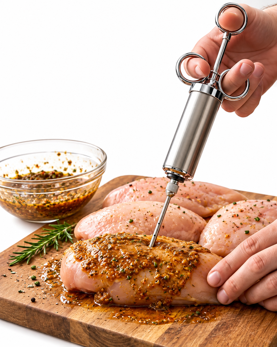 Stainless Steel Meat Marinade Injector 2 oz with 3 Needles | Malabar Nest