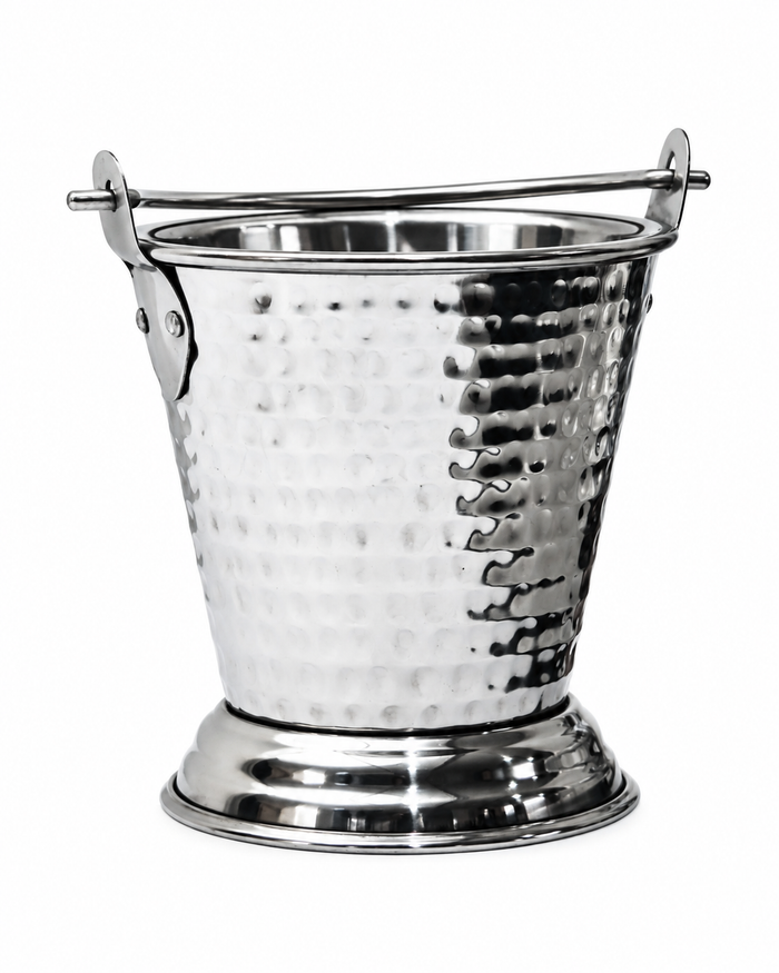 Stainless Steel Hammered Serving Bucket – Silver,Rose Gold | Malabar Nest