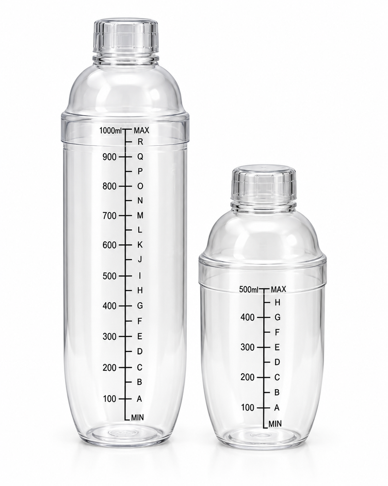 Plastic Cocktail Shaker with Built-In Strainer & Measuring Jigger | Malabar Nest