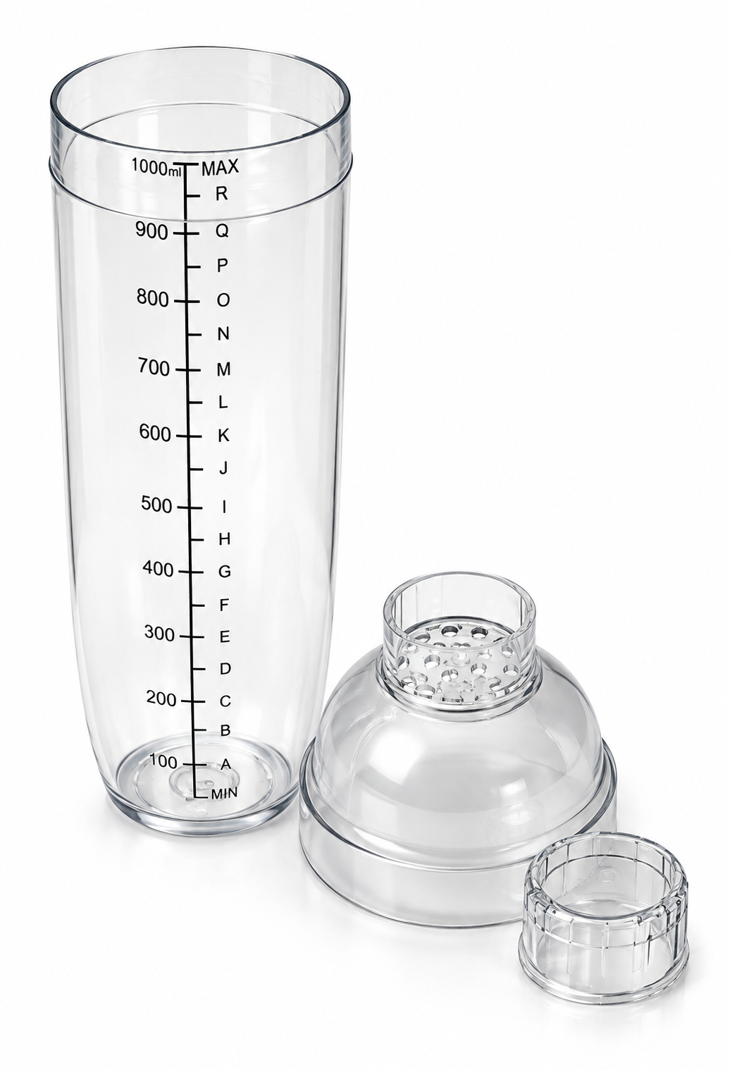 Plastic Cocktail Shaker with Built-In Strainer & Measuring Jigger | Malabar Nest