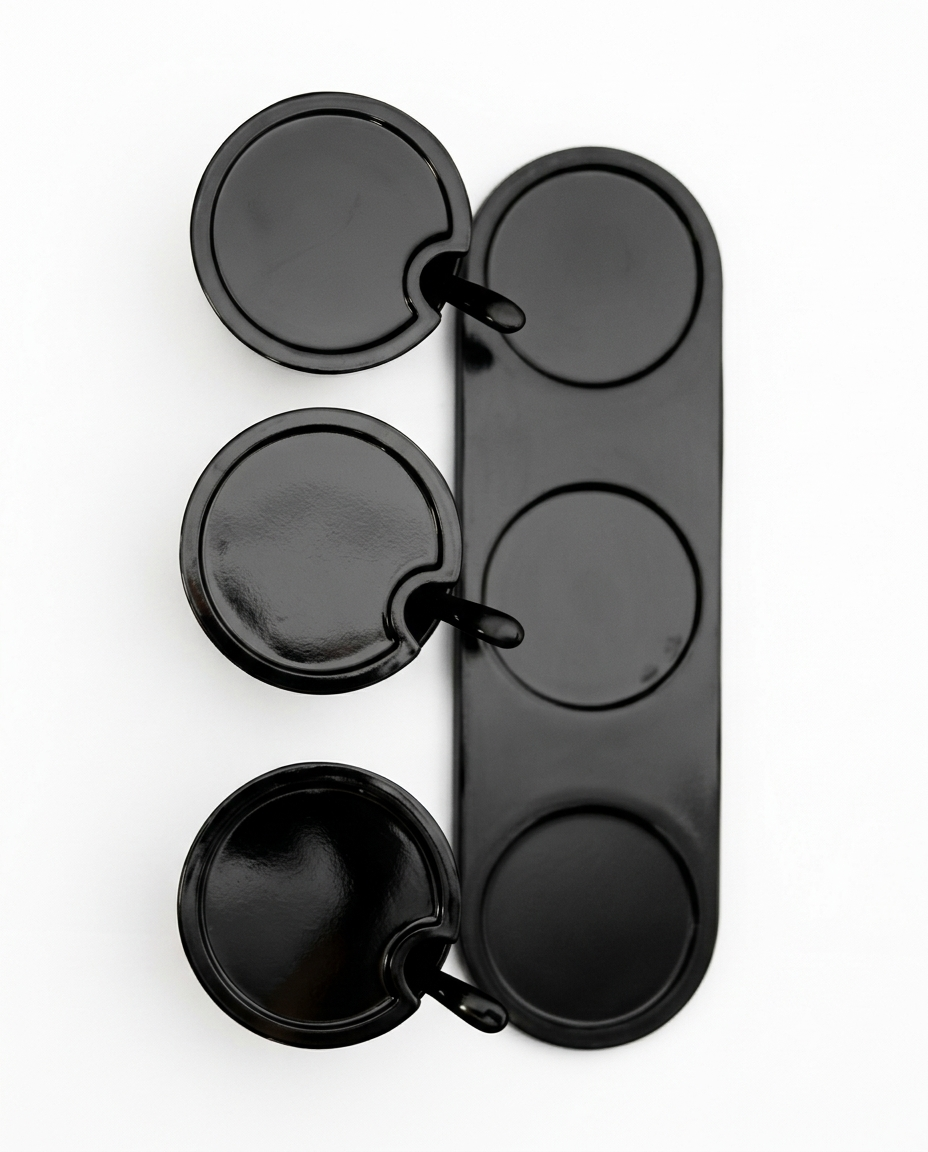 3-Piece Melamine Spice & Pickle Jar Set with Spoons and Tray (10" Black) – MTC3646 | Malabar Nest