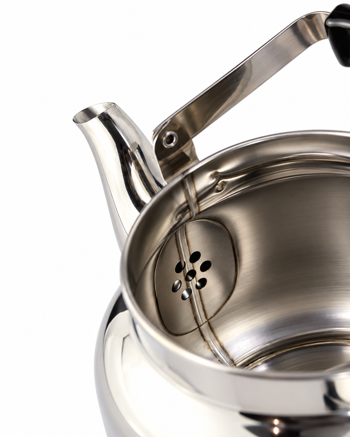 Stainless Steel Tea Kettle – Silver with Black Handle | Water Boiling Kettle for Home, Hotel & Restaurant | Malabar Nest