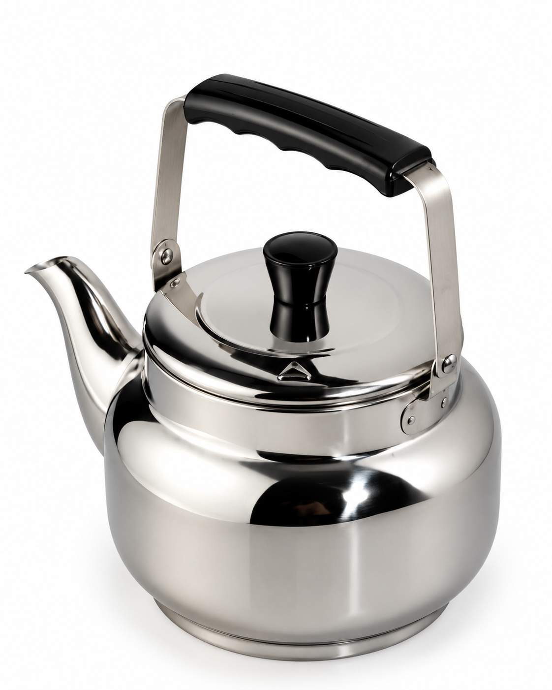 Stainless Steel Tea Kettle – Silver with Black Handle | Water Boiling Kettle for Home, Hotel & Restaurant | Malabar Nest