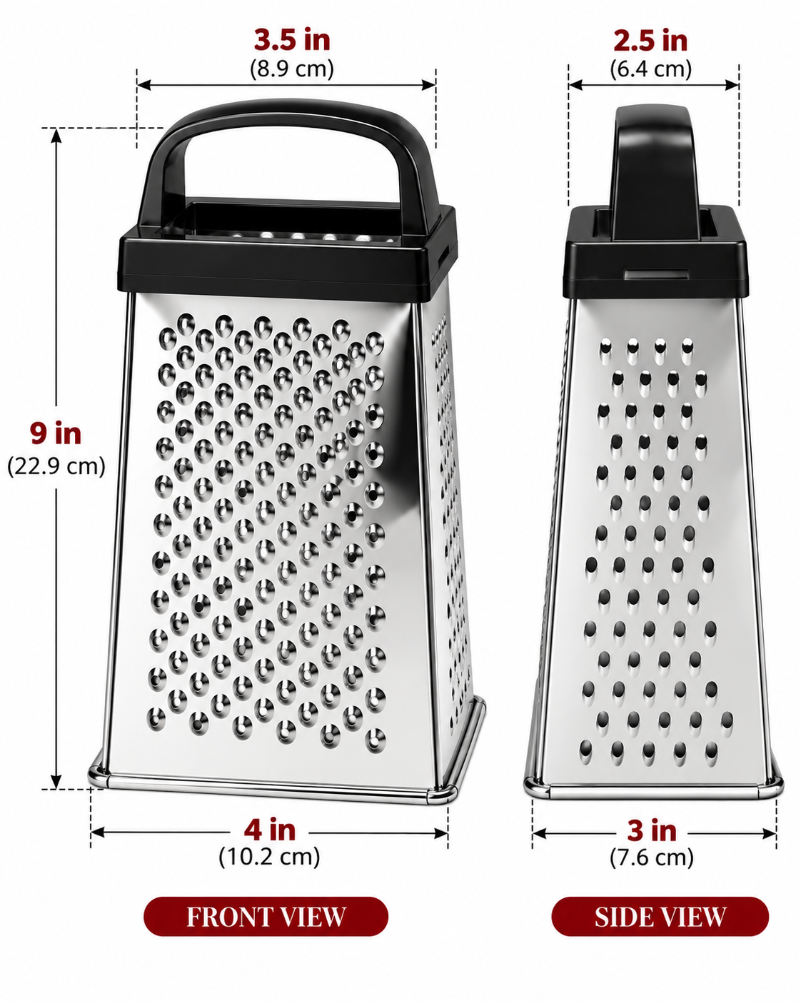 Stainless Steel Box Grater with 4 Sides & Handle |MTC27058 | Malabar Nest