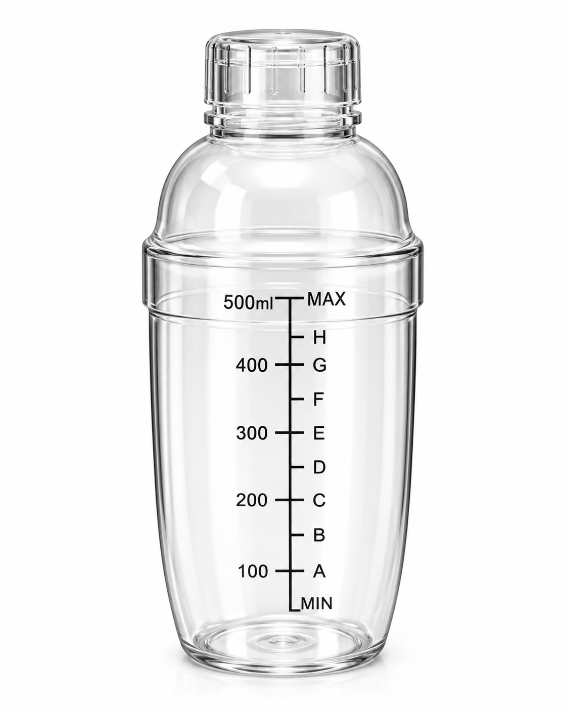 Plastic Cocktail Shaker with Built-In Strainer and Measuring Jigger for Bartending 500ml| Malabar Nest