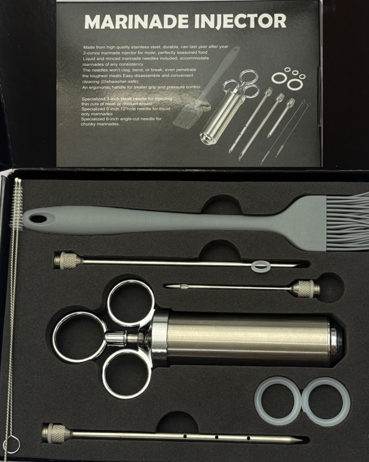 Stainless Steel Meat Marinade Injector 2 oz with 3 Needles | Malabar Nest