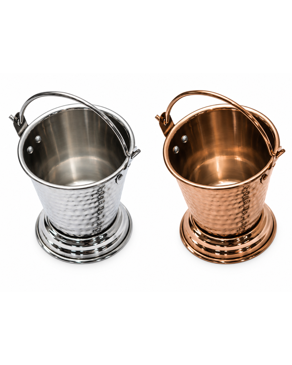 Stainless Steel Hammered Serving Bucket – Silver,Rose Gold | Malabar Nest