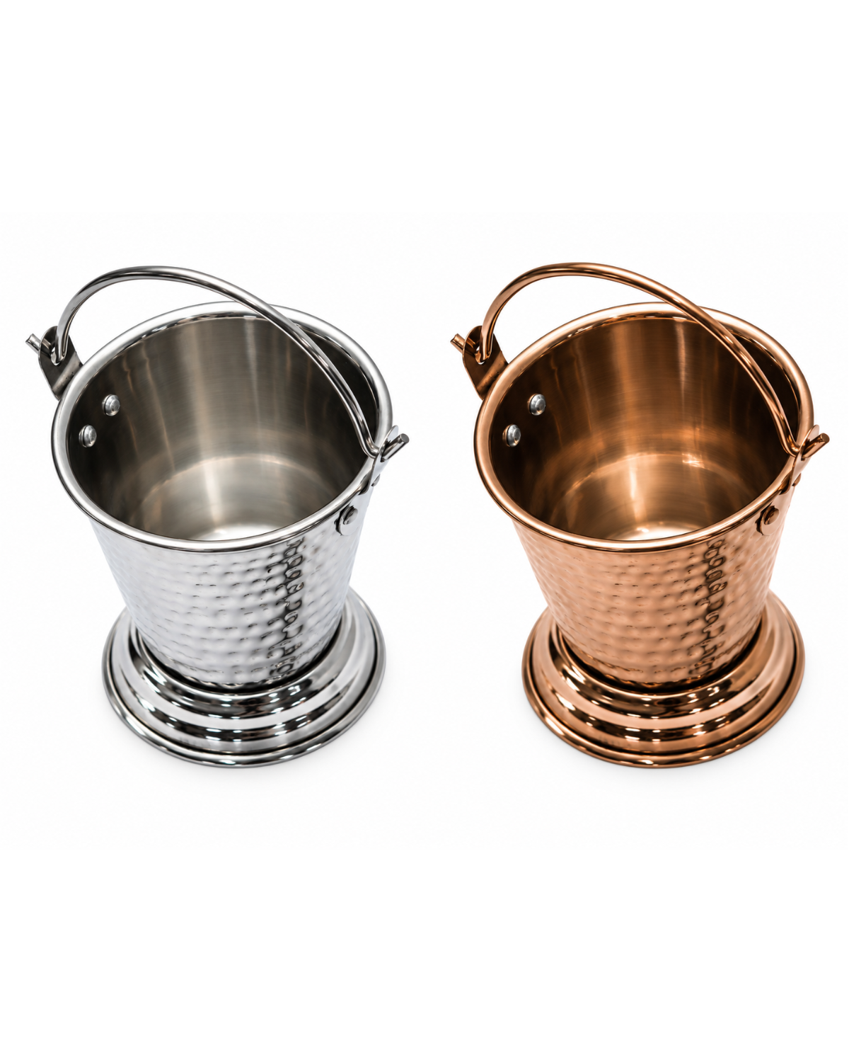Stainless Steel Hammered Serving Bucket – Silver,Rose Gold | Malabar Nest