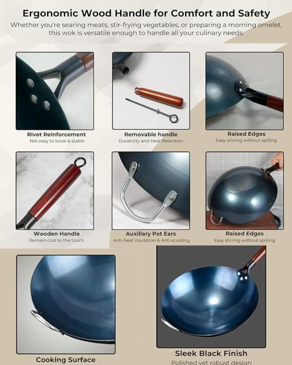 Heavy Duty Iron Chinese Wok Pan  |Commercial Cooking Wok | Malabar Nest