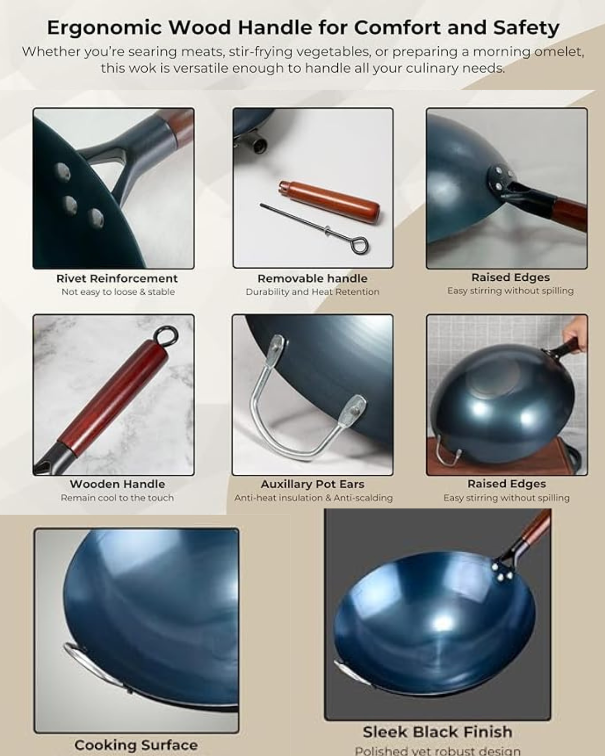 Heavy Duty Iron Chinese Wok Pan  |Commercial Cooking Wok | Malabar Nest