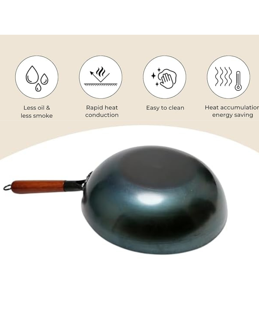 Heavy Duty Iron Chinese Wok Pan  |Commercial Cooking Wok | Malabar Nest