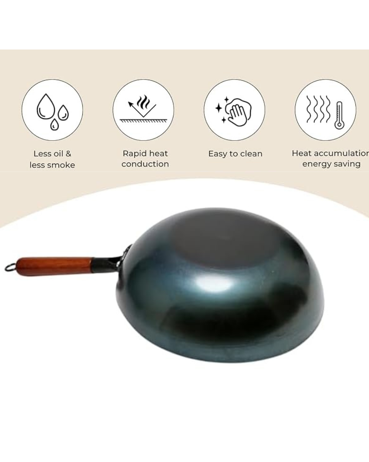 Heavy Duty Iron Chinese Wok Pan  |Commercial Cooking Wok | Malabar Nest