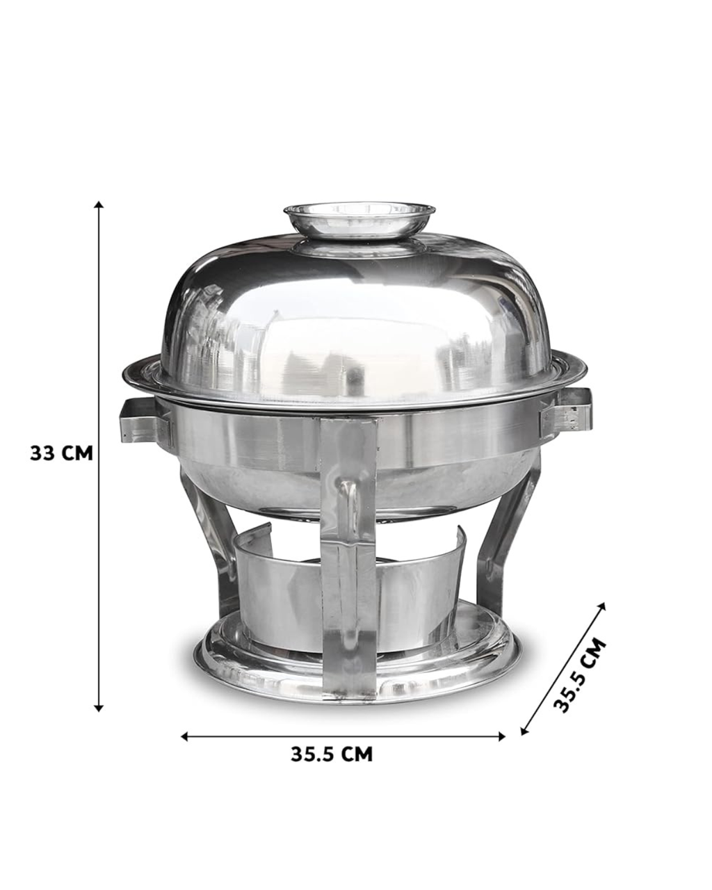 Stainless Steel Round Chafing Dish – Silver, 5 Litre | Malabar Nest