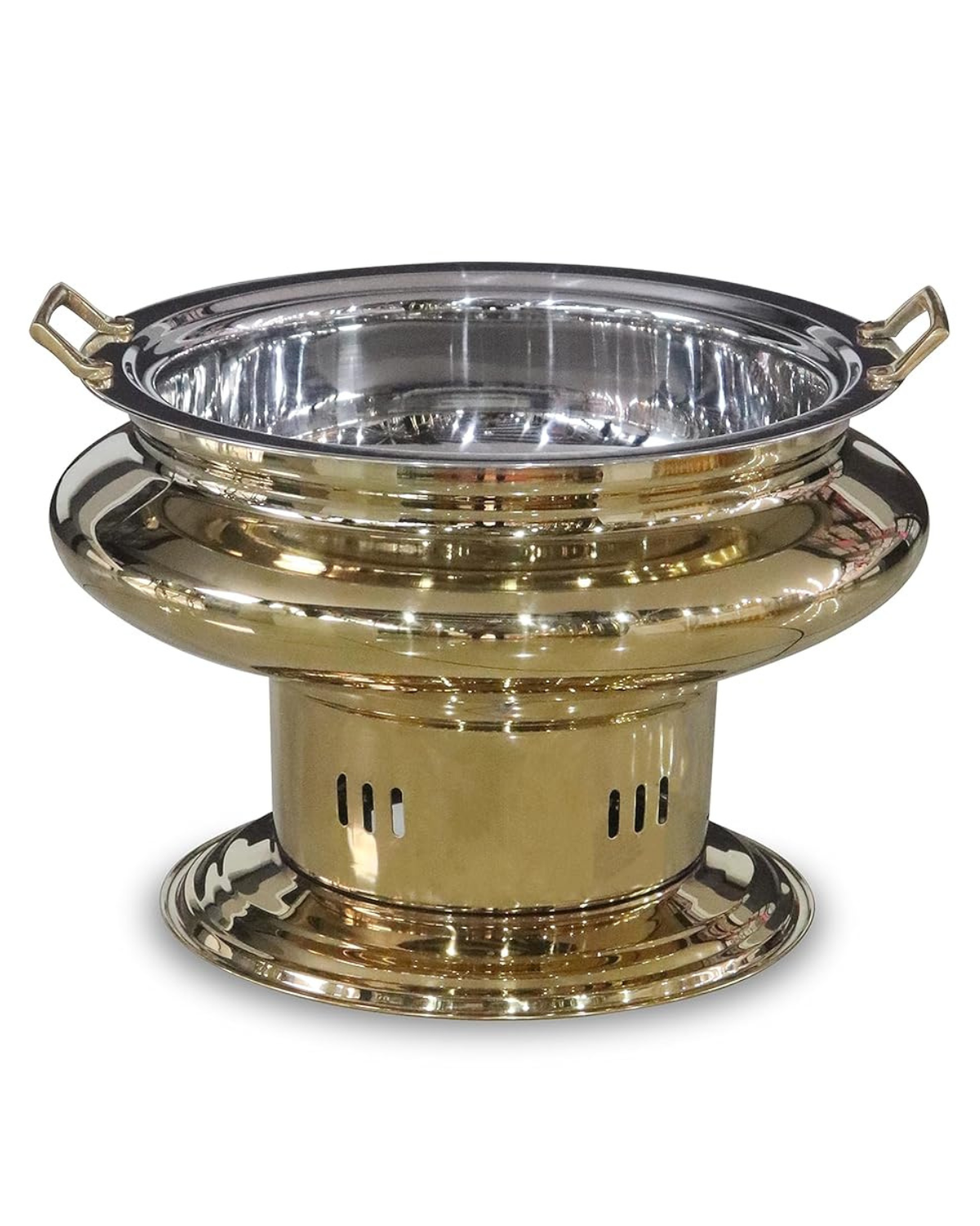 Oyster Stainless Steel Round Chafing Dish with Lid, PVD Coated Golden Chafing Dish | Malabar Nest