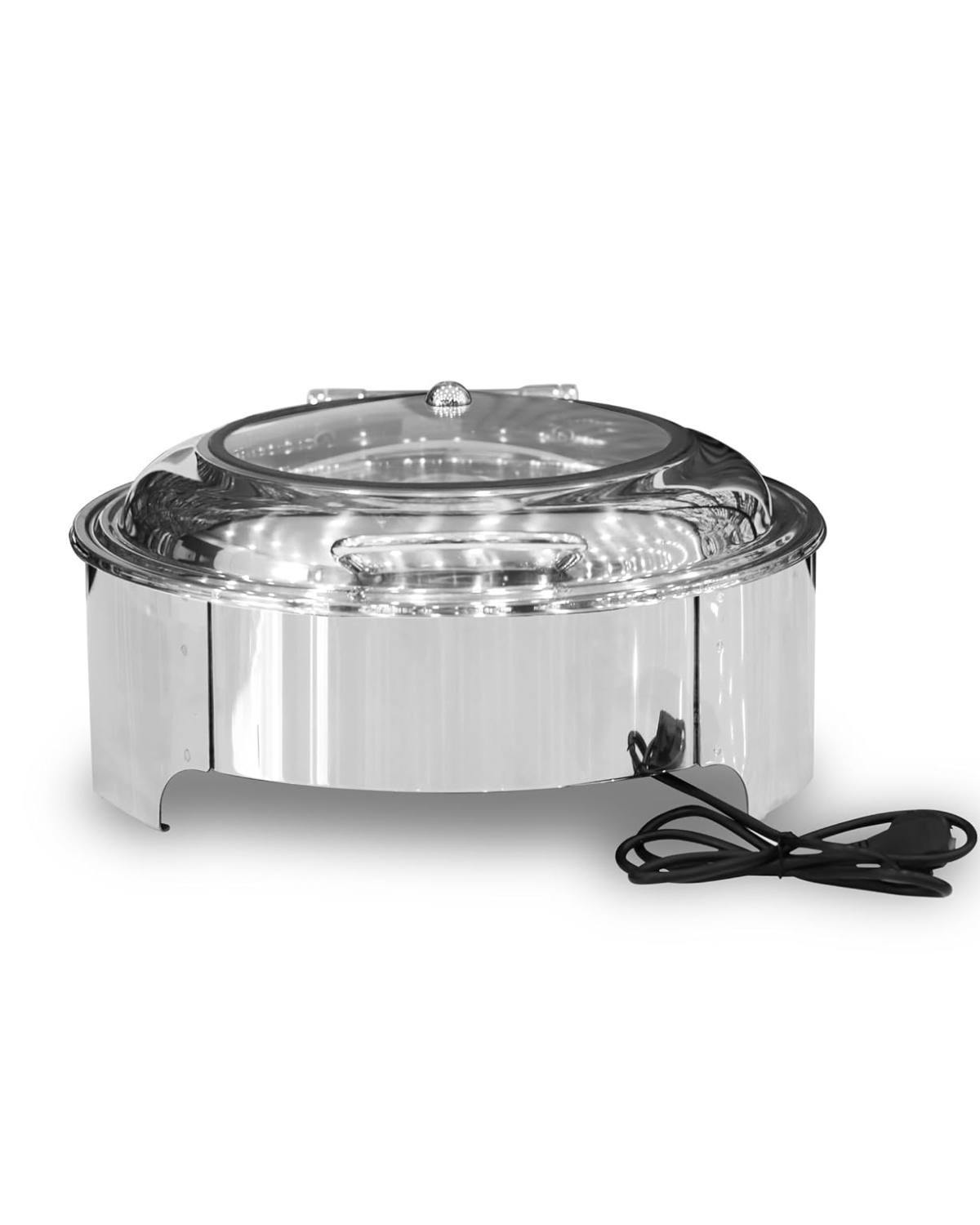 Electric Chafing Dish Round 6 Litre with Hydraulic Lid – 2-in-1 Stainless Steel Food Warmer | Malabar Nest
