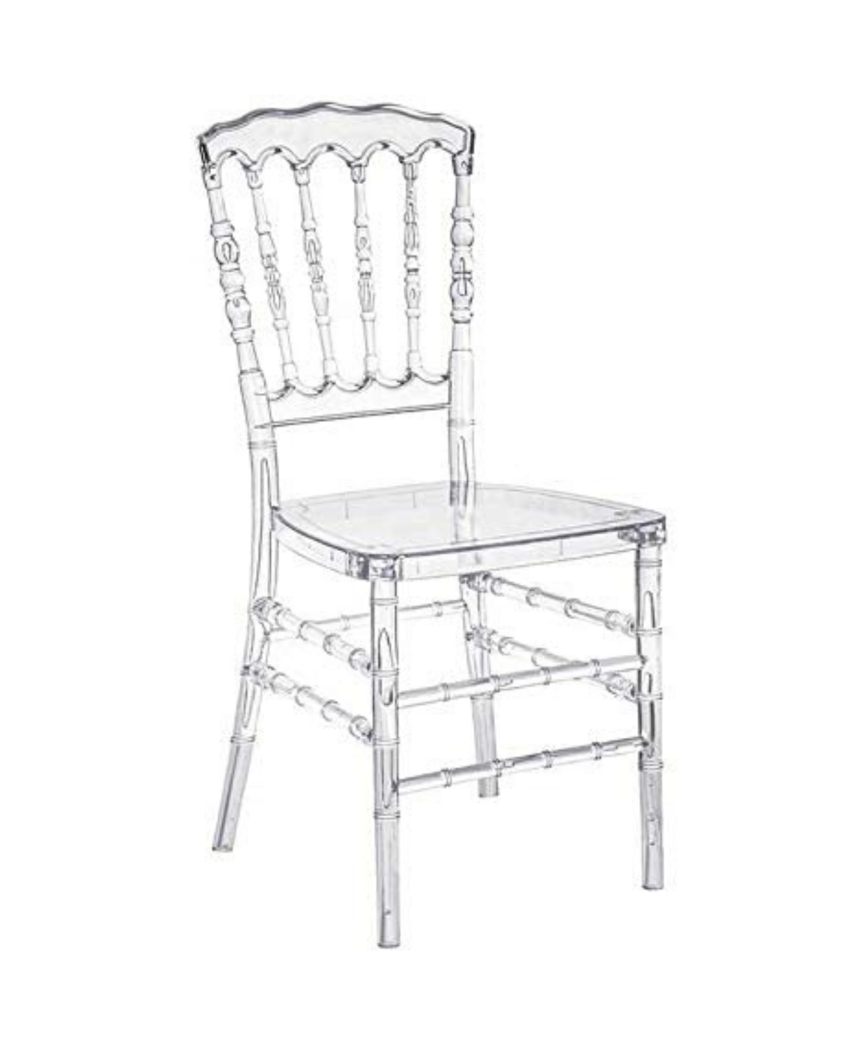 Transparent Acrylic Chiavari Crystal Stacking Napoleon Chair Pack of 4 – Malabar Nes