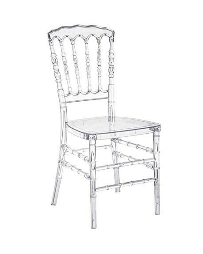 Acrylic Chiavari Crystal Stacking Napoleon Chair with Detachable Cushion, Transparent, Pack of 4 | Malabar Nest