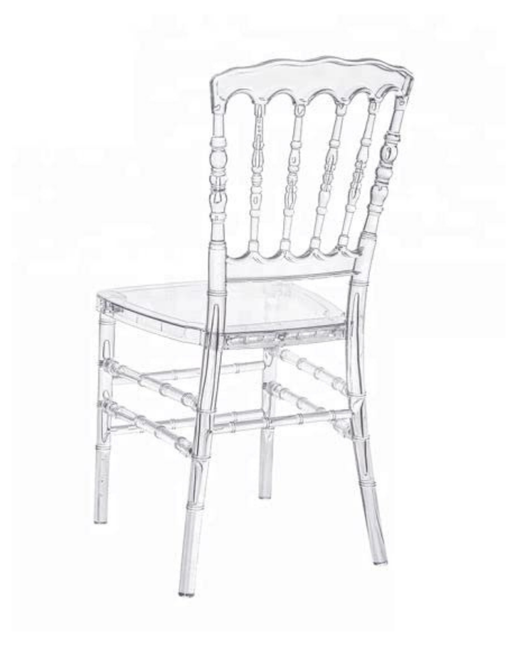 Acrylic Chiavari Crystal Stacking Napoleon Chair with Detachable Cushion, Transparent, Pack of 4 | Malabar Nest