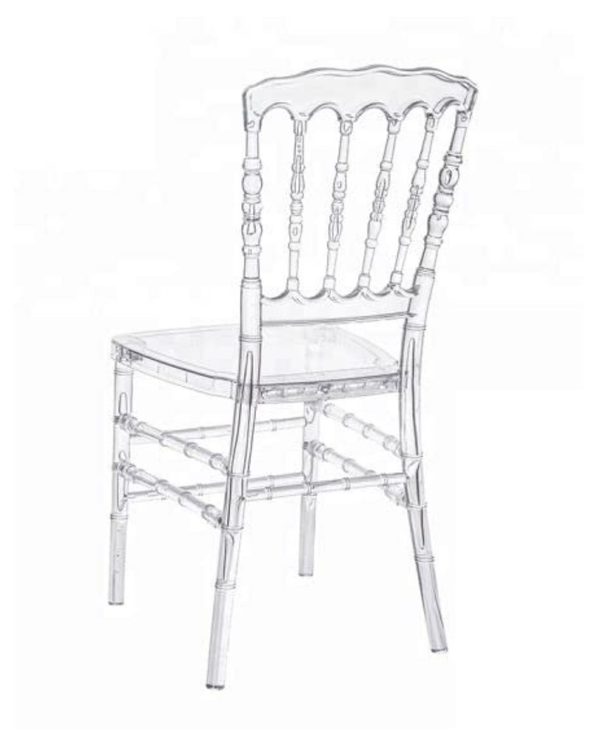 Acrylic Chiavari Crystal Stacking Napoleon Chair with Detachable Cushion, Transparent, Pack of 4 | Malabar Nest