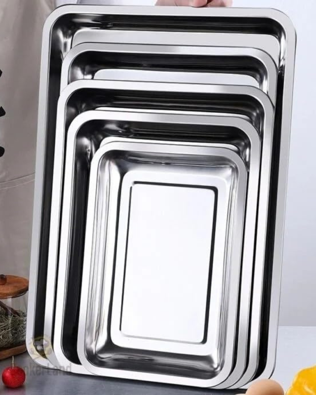 Stainless Steel Deep Tray | Steel Lasagna & Serving Tray | Baking, Catering & Kitchen Tray| Malabar Nest