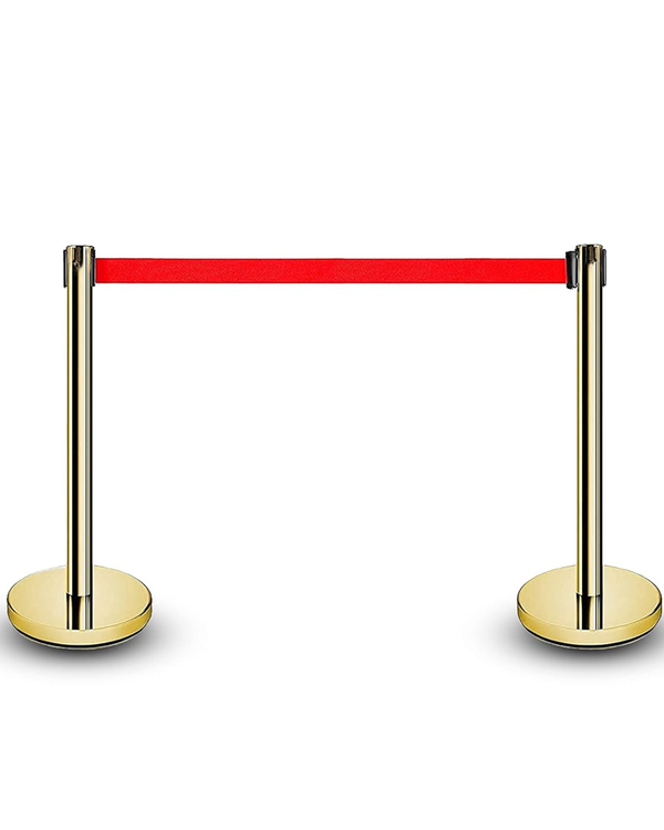 Golden Queue Manager with Red Belt 1.5M | Crowd Control Stanchion | Malabar Nest
