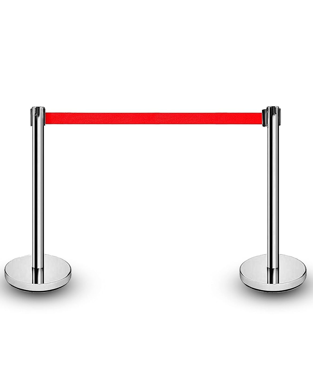 Silver Finish Queue Manager with 1.5M Red Retractable Belt – Malabar Ne
