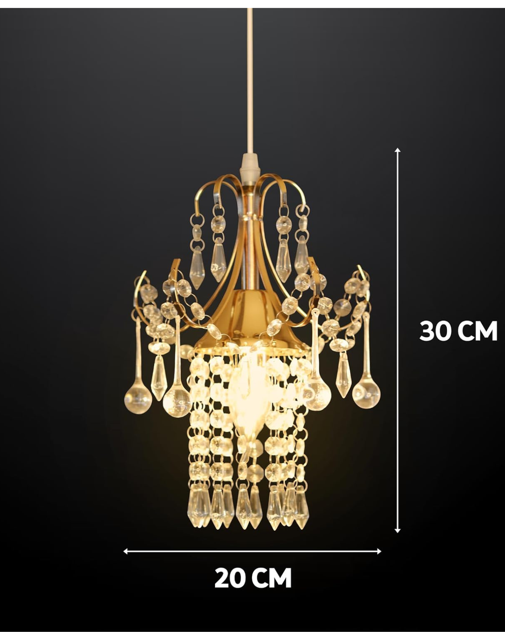 Modern Crystal Chandelier – Golden Metal Jhoomer Ceiling Hanging Lamp for Beautiful Home, Hall, Living Rooms (Pack of 1) | Malabar Nest