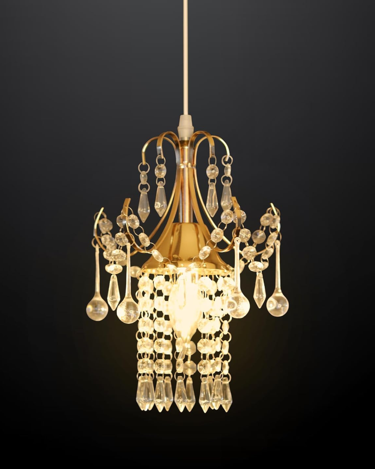 Malabar Nest Modern Golden Crystal Chandelier Jhoomer Ceiling Hanging Lamp 20cm x 30cm