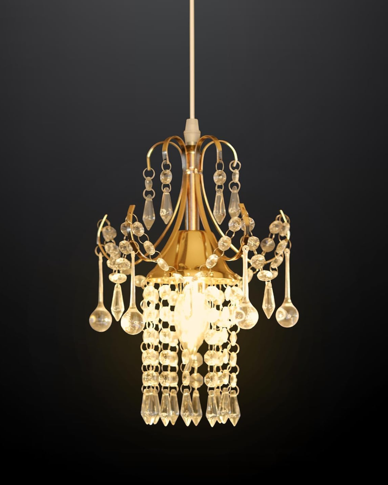 Modern Crystal Chandelier – Golden Metal Jhoomer Ceiling Hanging Lamp for Beautiful Home, Hall, Living Rooms (Pack of 1) | Malabar Nest