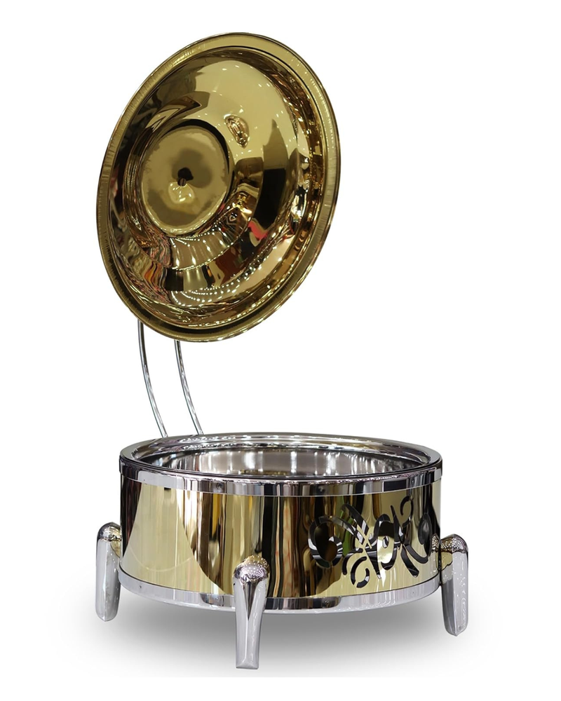 Stainless Steel Round Golden Chafing Dish 8L with Hanging Lid | Malabar Nest