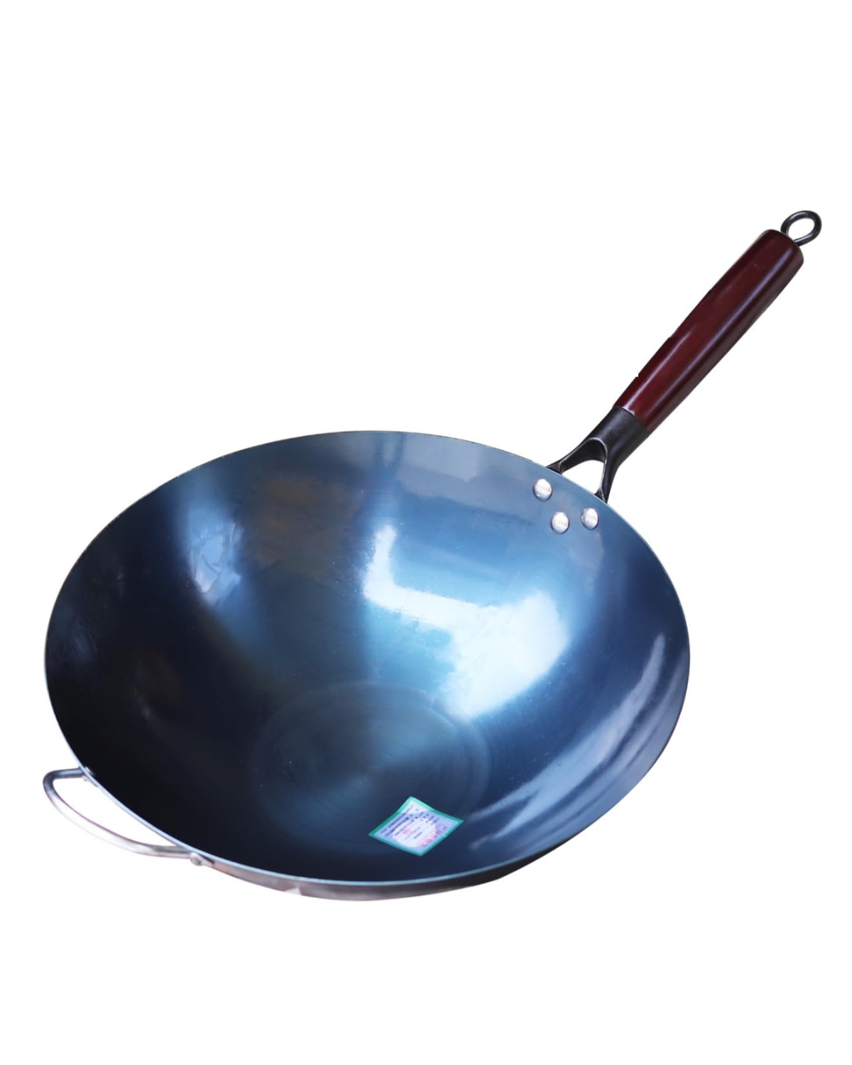 Malabar Nest Heavy Duty Iron Chinese Wok Pan with Strong Wooden Handle for Commercial and Home Kitchen Cooking