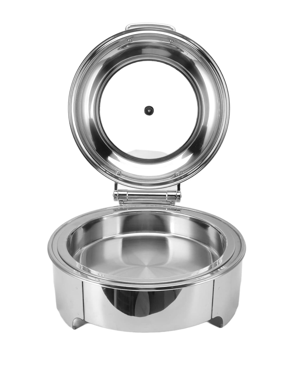 6 Litre Round Electric Stainless Steel Chafing Dish with Hydraulic Hinged Lid
