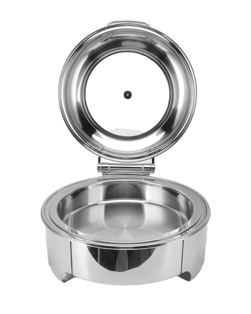 Electric Chafing Dish Round 6 Litre with Hydraulic Lid – 2-in-1 Stainless Steel Food Warmer | Malabar Nest