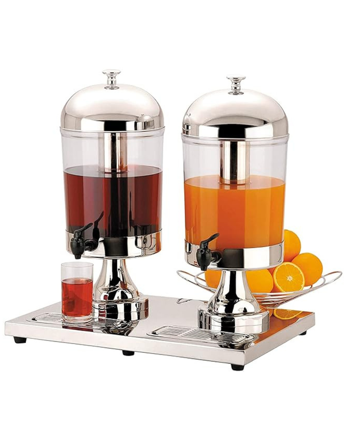 Stainless Steel Double Juice Dispenser 16 Liters with Tap & Ice Tube | Malabar Nest