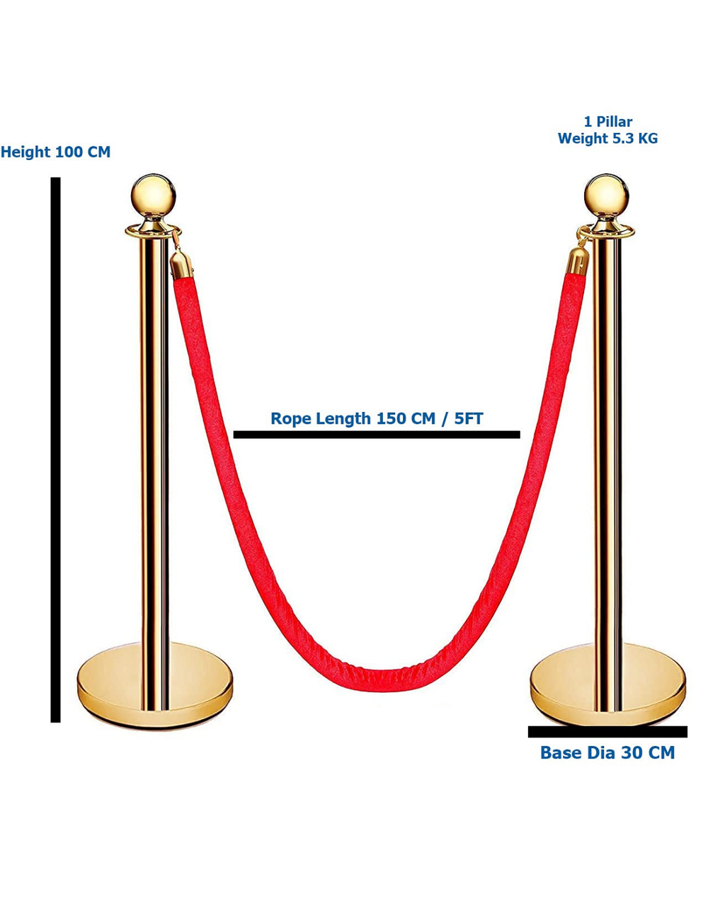 Golden Finish Queue Manager with Red Velvet Rope  | Malabar Nest