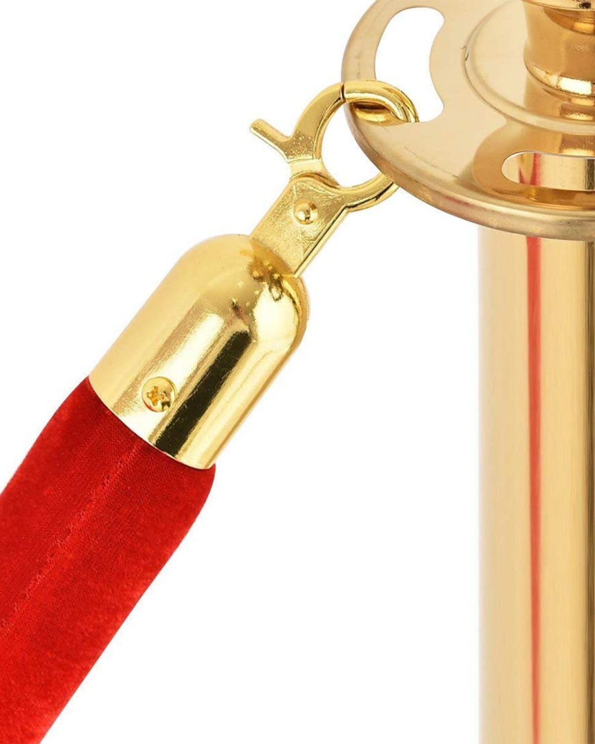 Golden Finish Queue Manager with Red Velvet Rope  | Malabar Nest