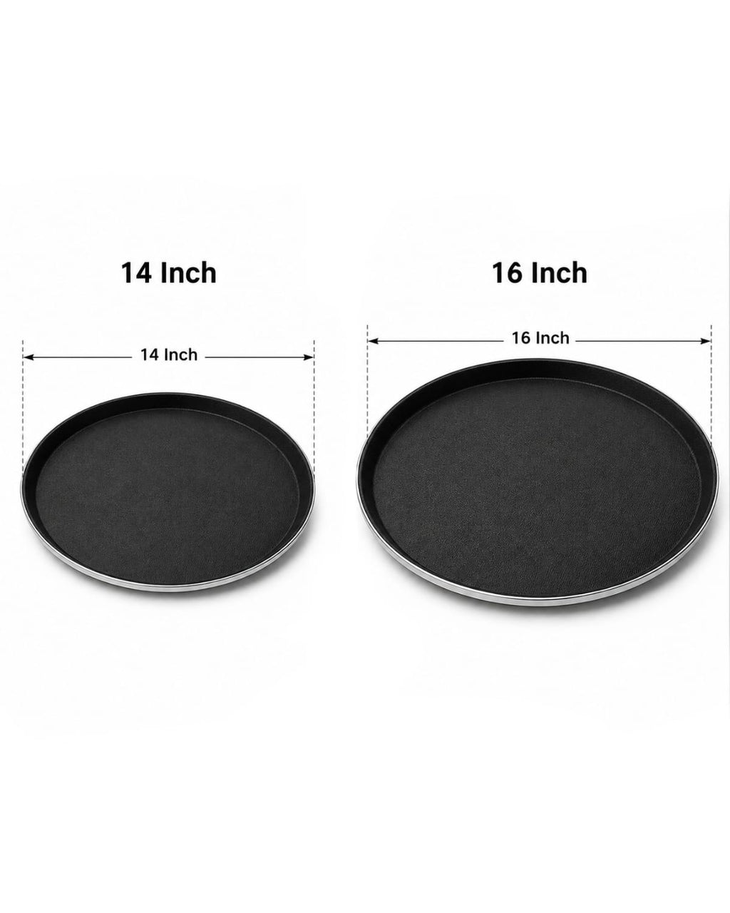 Anti-Skid Round Serving Tray with Stainless Steel Rim | 14" & 16" | Malabar Nest